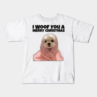 I Woof You a Merry Christmas - Dogs Pets Funny #1 Kids T-Shirt